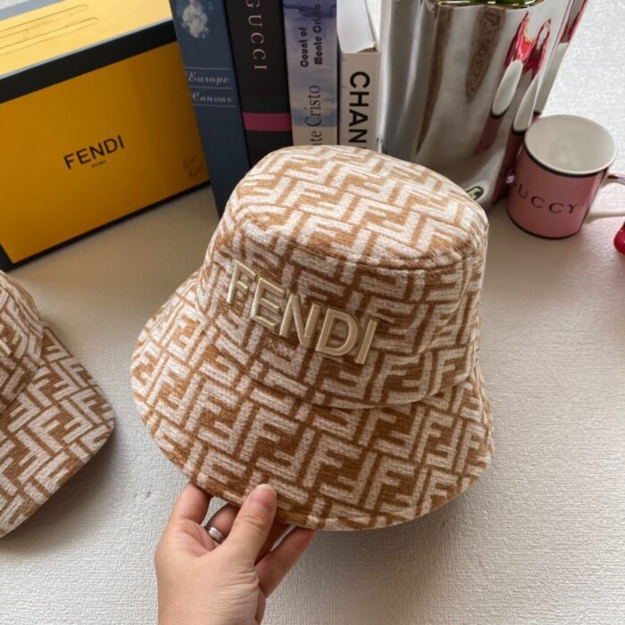 Alternative view of FENDI FABRIC FF MOTIF BUCKET HAT BEIGE