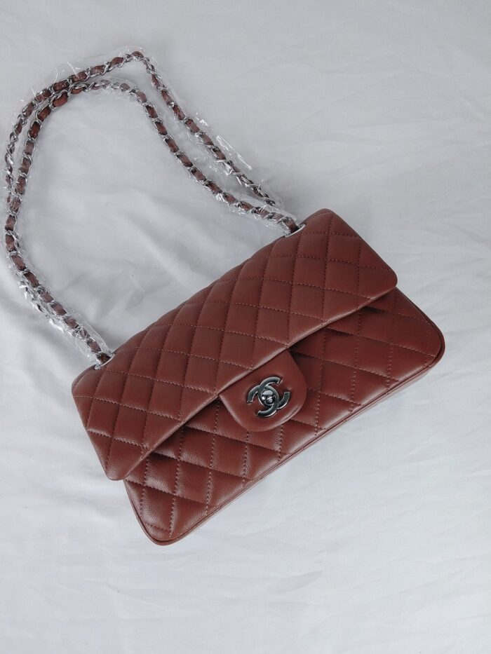 Alternative view of CHANEL CLASSIC MEDIUM FLAP BROWN AND SILVER 25CM
