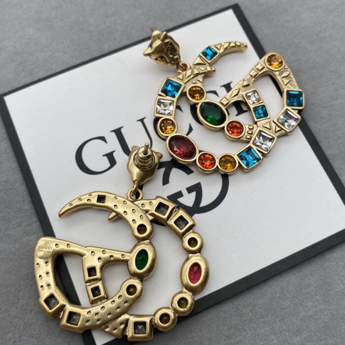 Alternative view of GUCCI GG CRYSTAL IN GOLD EARRINGS