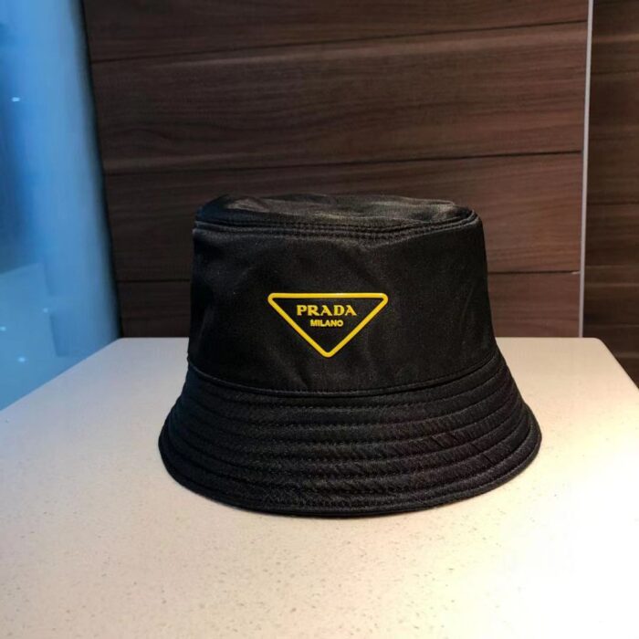 Alternative view of PRADA YELLOW LOGO BUCKET HAT BLACK
