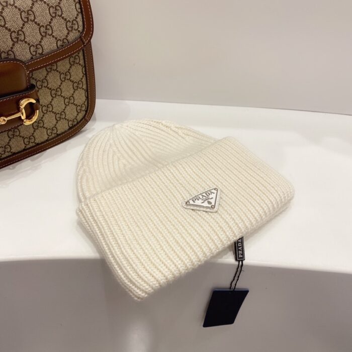 Alternative view of PRADA WOOL AND CASHMERE BEANIE SILVER WHITE UMD489 3IM F0009 S 211