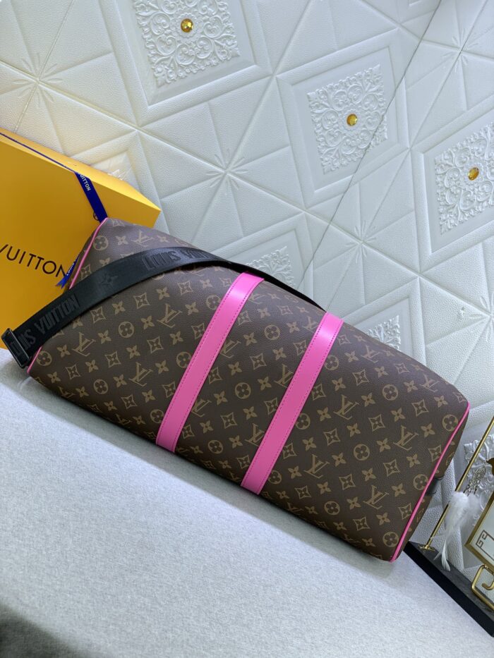 Alternative view of LOUIS VUITTON KEEPALL BANDOULIÈRE 50 BROWN AND PINK MACASSAR CANVAS M45866