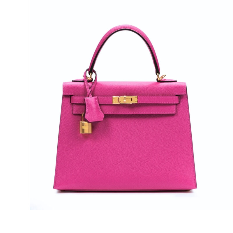 HERMES KELLY 25 EPSOM DARK PINK GOLD HARDWARE 25CM