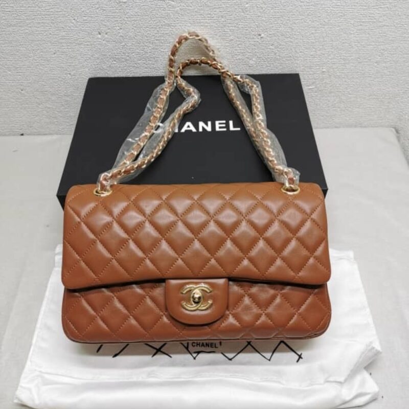 Alternative view of CHANEL CLASSIC MEDIUM FLAP BROWN AND GOLD 25CM