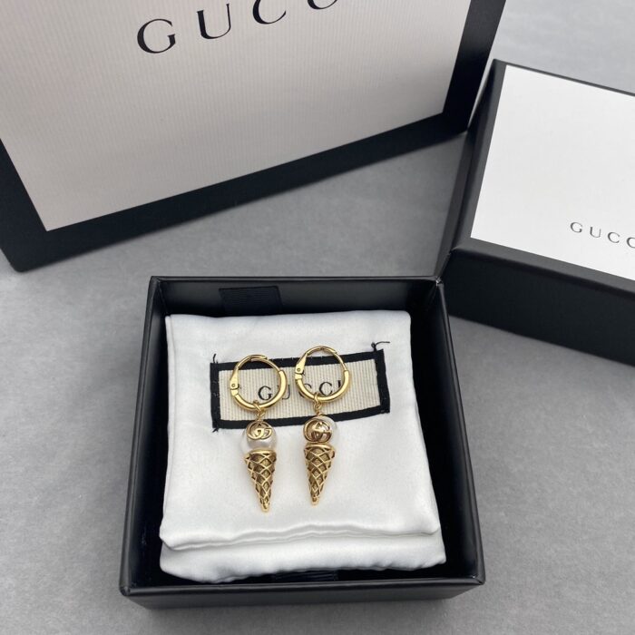 Alternative view of GUCCI GG ICE CREAM CONE DROP HOOP EARRINGS