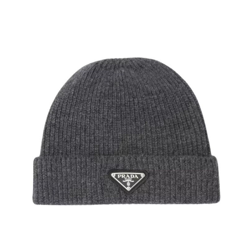 PRADA WOOL AND CASHMERE BEANIE SILVER GREY UMD489 3IM F0480 S 211