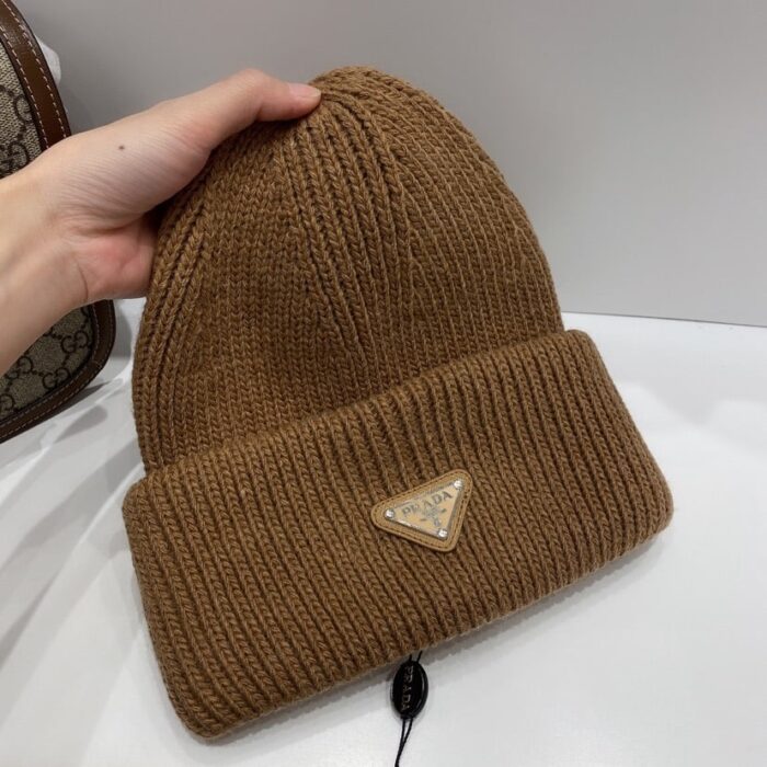 Alternative view of PRADA WOOL AND CASHMERE BEANIE SLIVER BROWN UMD489 3IM F0040 S 211
