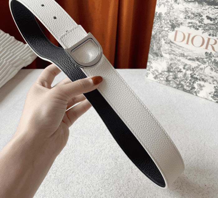 Alternative view of DIOR LEATHER BELT WITH D LOGO WHITE 35MM