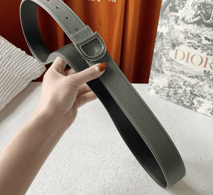 Alternative view of DIOR LEATHER BELT WITH D LOGO KHAKI 35MM