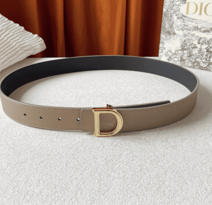 Alternative view of DIOR LEATHER BELT WITH D LOGO LIGHT BROWN 35MM