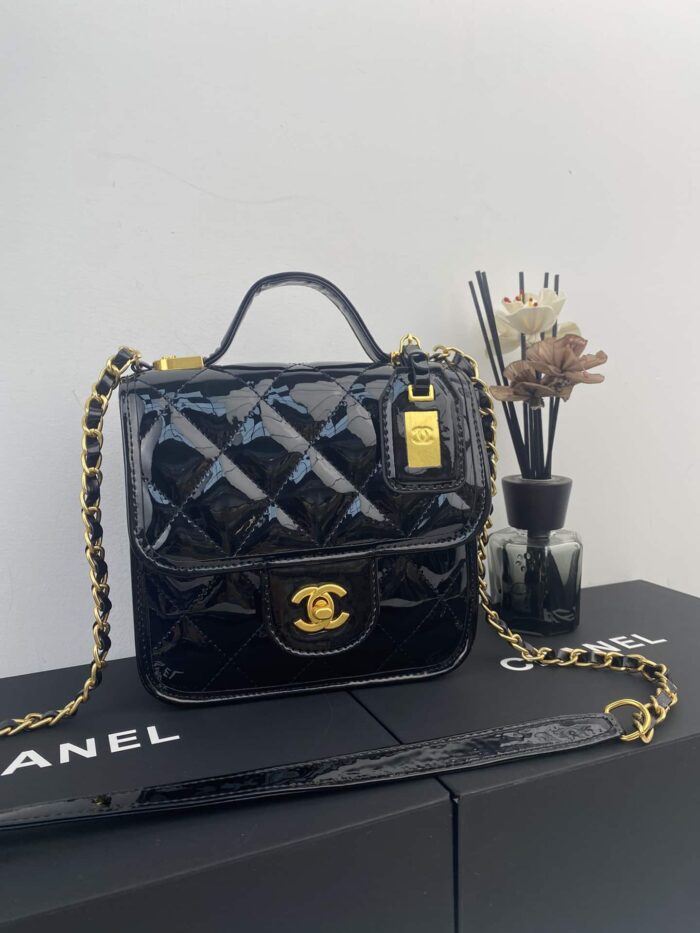 Alternative view of CHANEL SMALL FLAP BAG WITH TOP HANDLE BLACK AS3652 B09576 94305