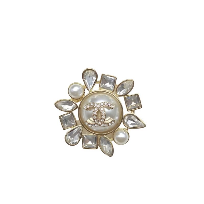 Chanel Cc Crystal Pearl Brooch