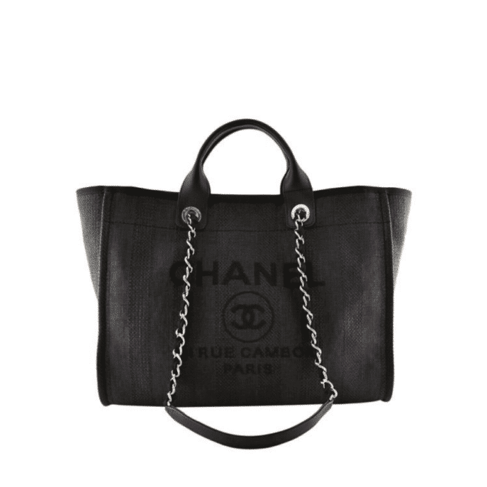 CHANEL CANVAS LARGE BLACK TOTE BAG 38CM  A66941