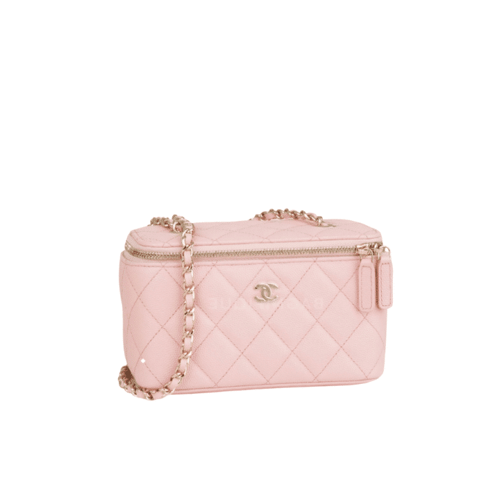 CHANEL RECTANGULAR VANITY WITH CHAIN PINK 17CM