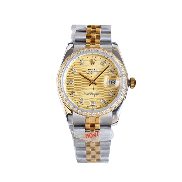 ROLEX OYSTER DATEJUST OYSTERSTEEL GOLDEN FLIP DIAL WITH DIMOND AROUND 36MM