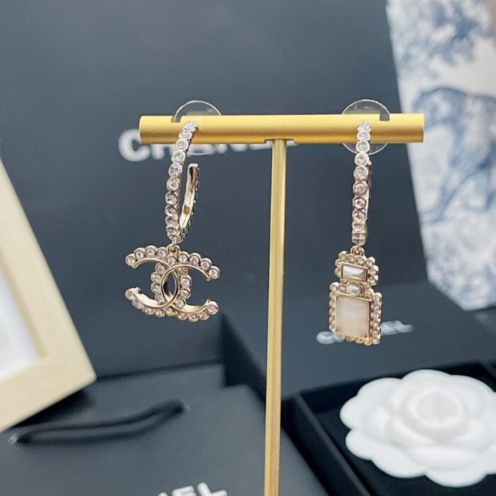 Alternative view of CHANEL CC AND PERFUME BOTTLE HOOP EARRINGS