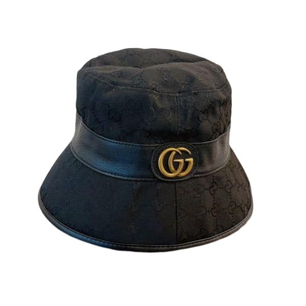 GUCCI CANVAS BUCKET HAT WITH DOUBLE G BLACK 576587 4HG53 1060