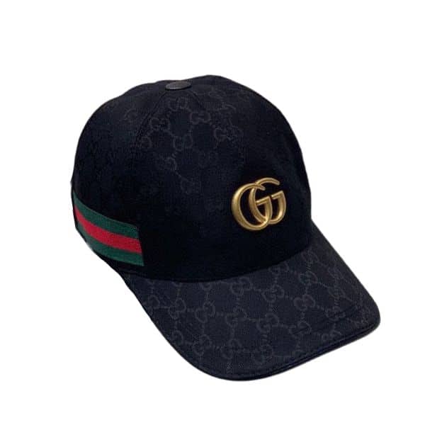 GUCCI GG CANVAS WITH WEB BASEBALL CAP BLACK