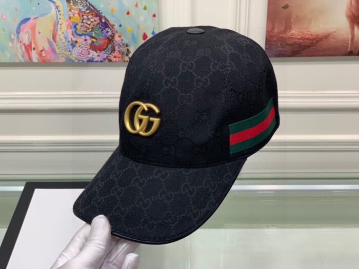 Alternative view of GUCCI GG CANVAS WITH WEB BASEBALL CAP BLACK