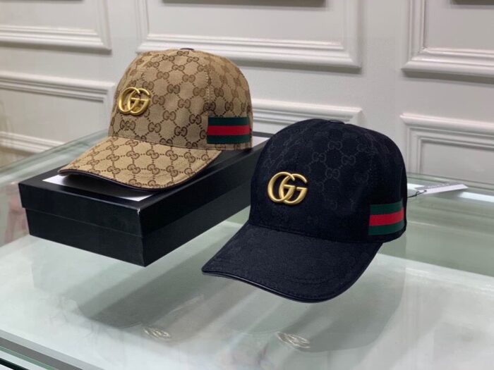Alternative view of GUCCI GG CANVAS WITH WEB BASEBALL CAP BROWN
