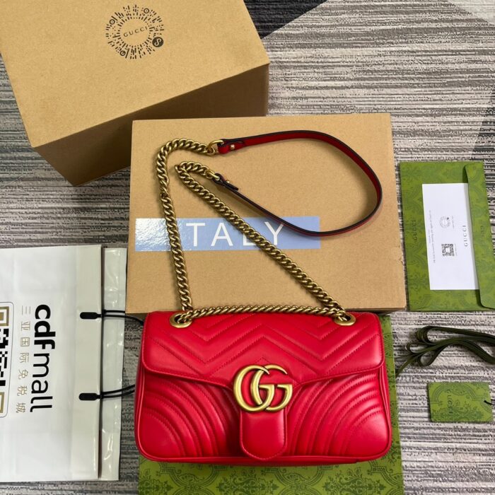 Alternative view of GUCCI GG MARMONT MEDIUM SHOULDER BAG RED 26CM 443496 AABZC 6832