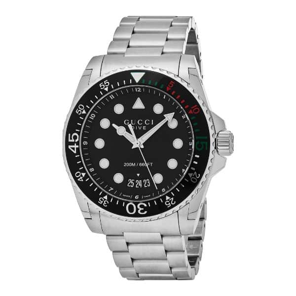 GUCCI DIVE XL BLACK DIAL WATCH 45MM YA136208