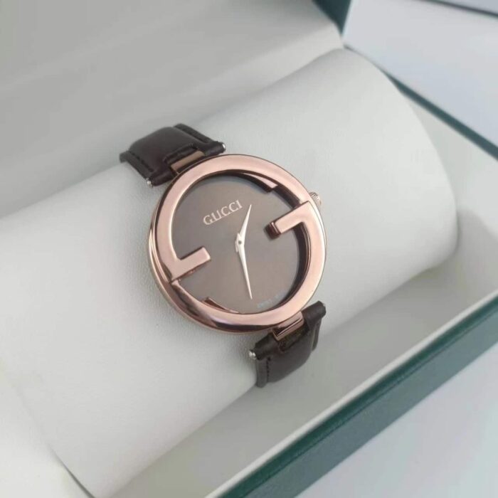 Alternative view of GUCCI INTERLOCKING WATCH BROWN DIAL 29MM YA133504