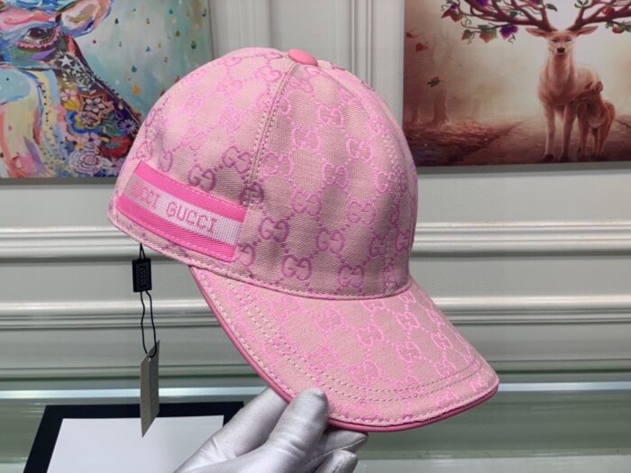 Alternative view of GUCCI GG LOGO WITH BAND BASEBALL CAP PINK