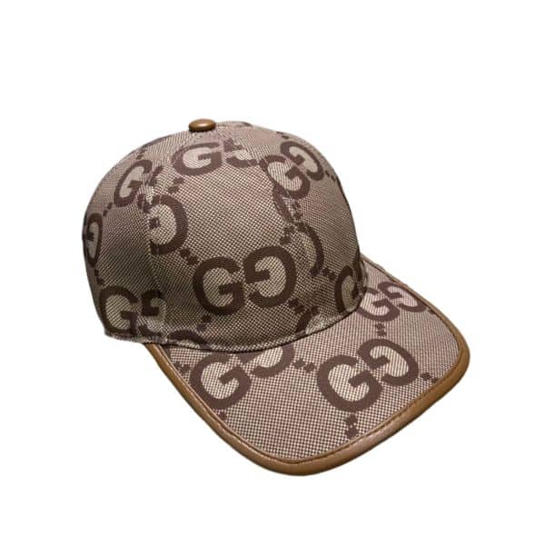 GUCCI GG MONOGRAM COTTON BLEND CANVAS BASEBALL CAP BROWN