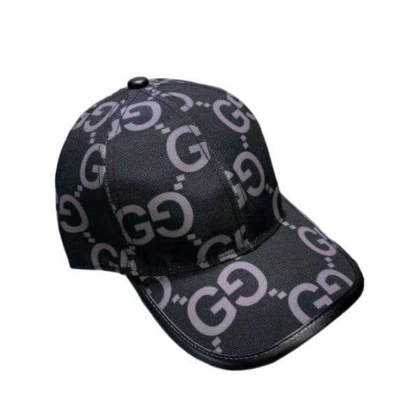 GUCCI GG MONOGRAM COTTON BLEND CANVAS BASEBALL CAP BLACK