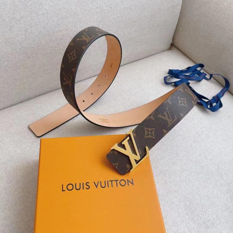 Alternative view of LOUIS VUITTON INITIALES REVERSIBLE MONOGRAM ECLIPSE CANVAS BELT GOLD METAL 4CM