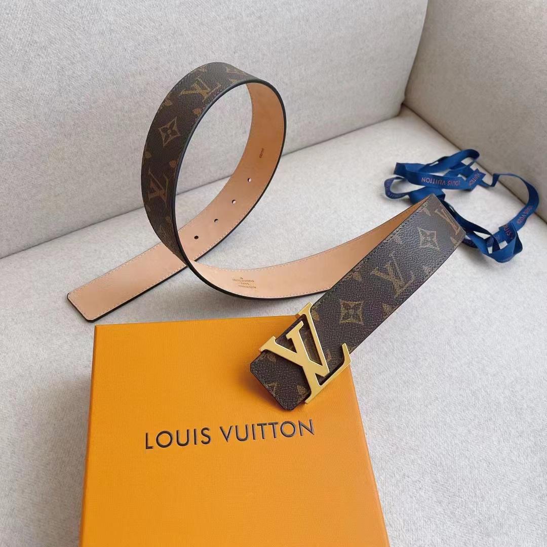 LOUIS VUITTON INITIALES REVERSIBLE MONOGRAM ECLIPSE CANVAS BELT GOLD METAL 4CM - Image 2
