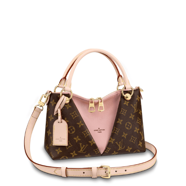 LOUIS VUITTON V TOTE MM BROWN AND PINK 36CM M43966