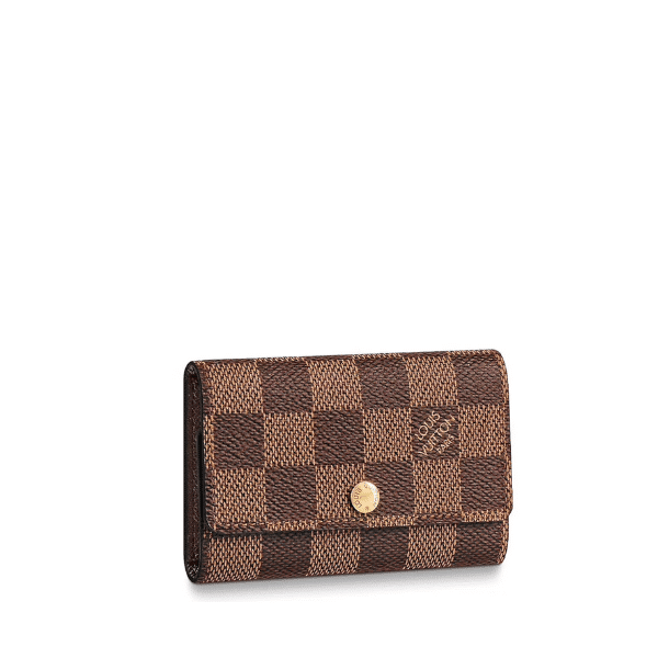 LOUIS VUITTON 6 KEY HOLDER DAMIER EBENE BROWN 10CM N62630
