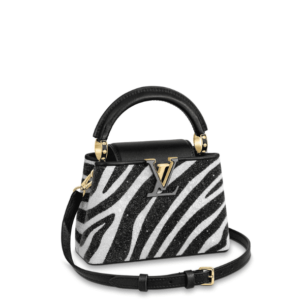 LOUIS VUITTON CAPUCINES MM BLACK AND GREY ZEBRA PATTERN 27CM M58517