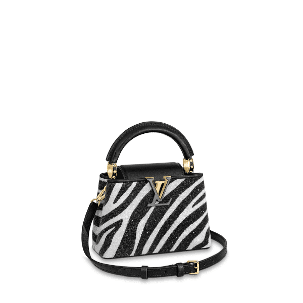 LOUIS VUITTON CAPUCINES MINI BLACK AND GREY ZEBRA PATTERN 20CM M58517