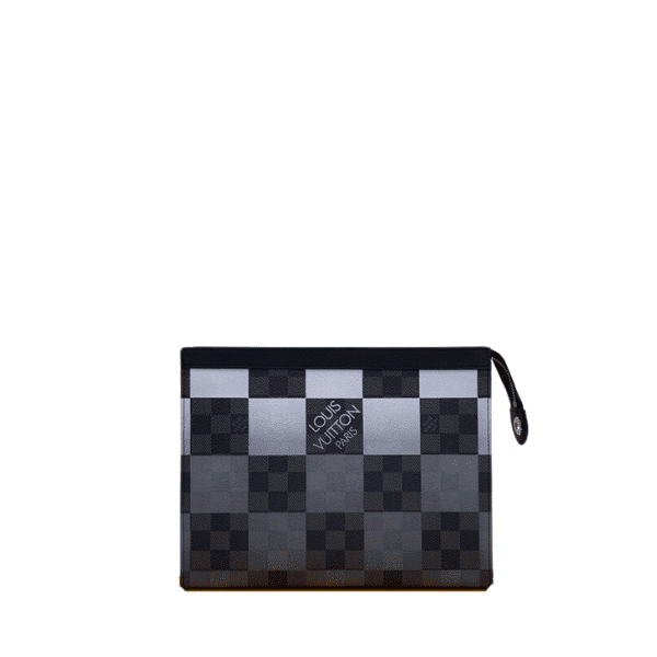 LOUIS VUITTON DISCOVERY POCHETTE DAMIER GRAPHITE WHITE CLUTCH 27CM N60412