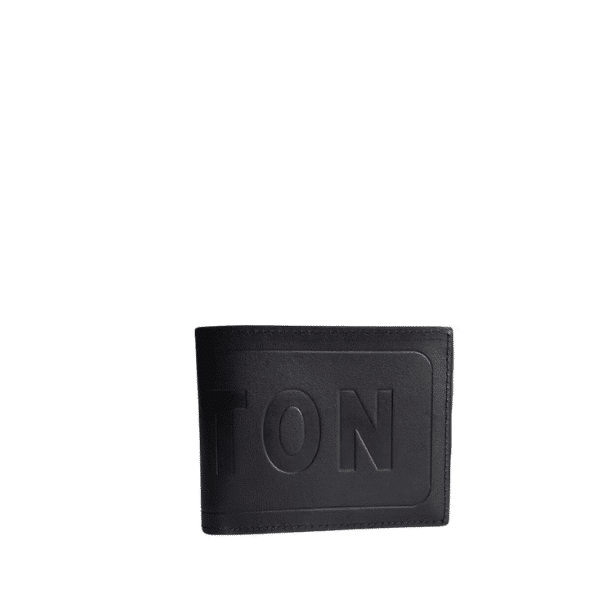 LOUIS VUITTON IMPRINTED LOGO SHORT WALLET BLACK 11CM