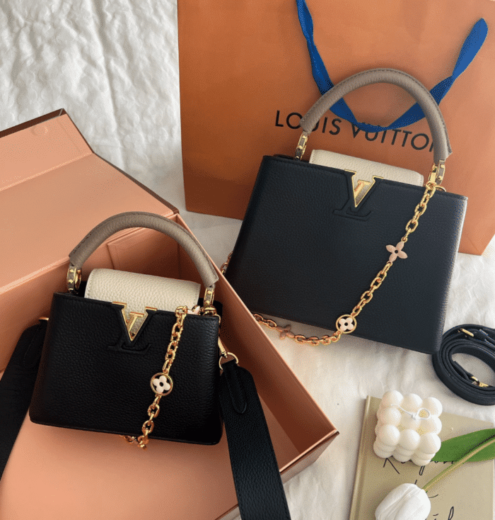 Alternative view of LOUIS VUITTON CAPUCINES MINI TAURILLON COWHIDE BLACK AND GREY 20CM M20708