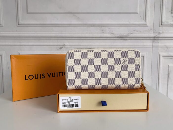 Alternative view of LOUIS VUITTON LONG DOUBLE ZIPPER WALLET DAMIER AZUR 19CM