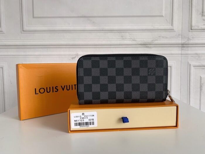 Alternative view of LOUIS VUITTON LONG DOUBLE ZIPPER WALLET DAMIER GRAPHITE CANVAS 19CM