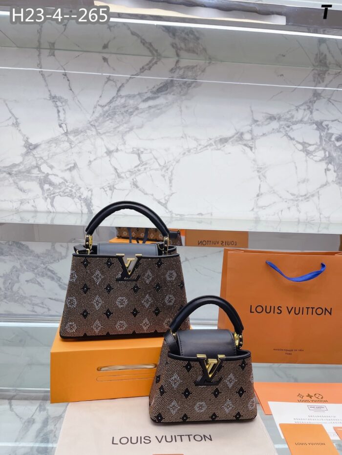 Alternative view of LOUIS VUITTON CAPUCINES MINI BAG GLASS BEADS AND POLYESTER SATIN GOLD 20CM M21494