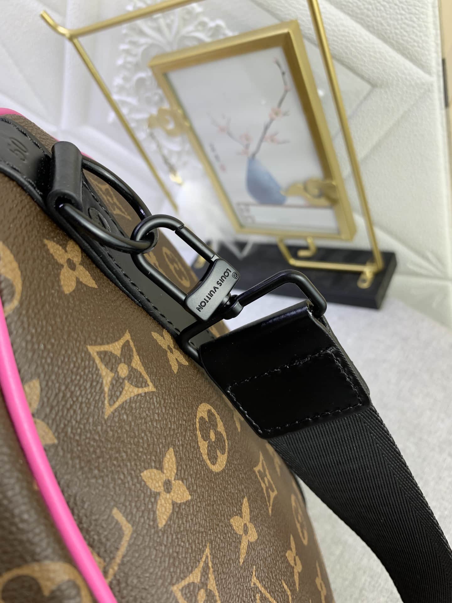 LOUIS VUITTON KEEPALL BANDOULIÈRE 50 BROWN AND PINK MACASSAR CANVAS M45866 - Image 6