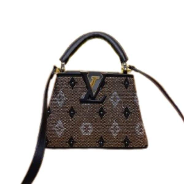 LOUIS VUITTON CAPUCINES MINI BAG GLASS BEADS AND POLYESTER SATIN GOLD 20CM M21494