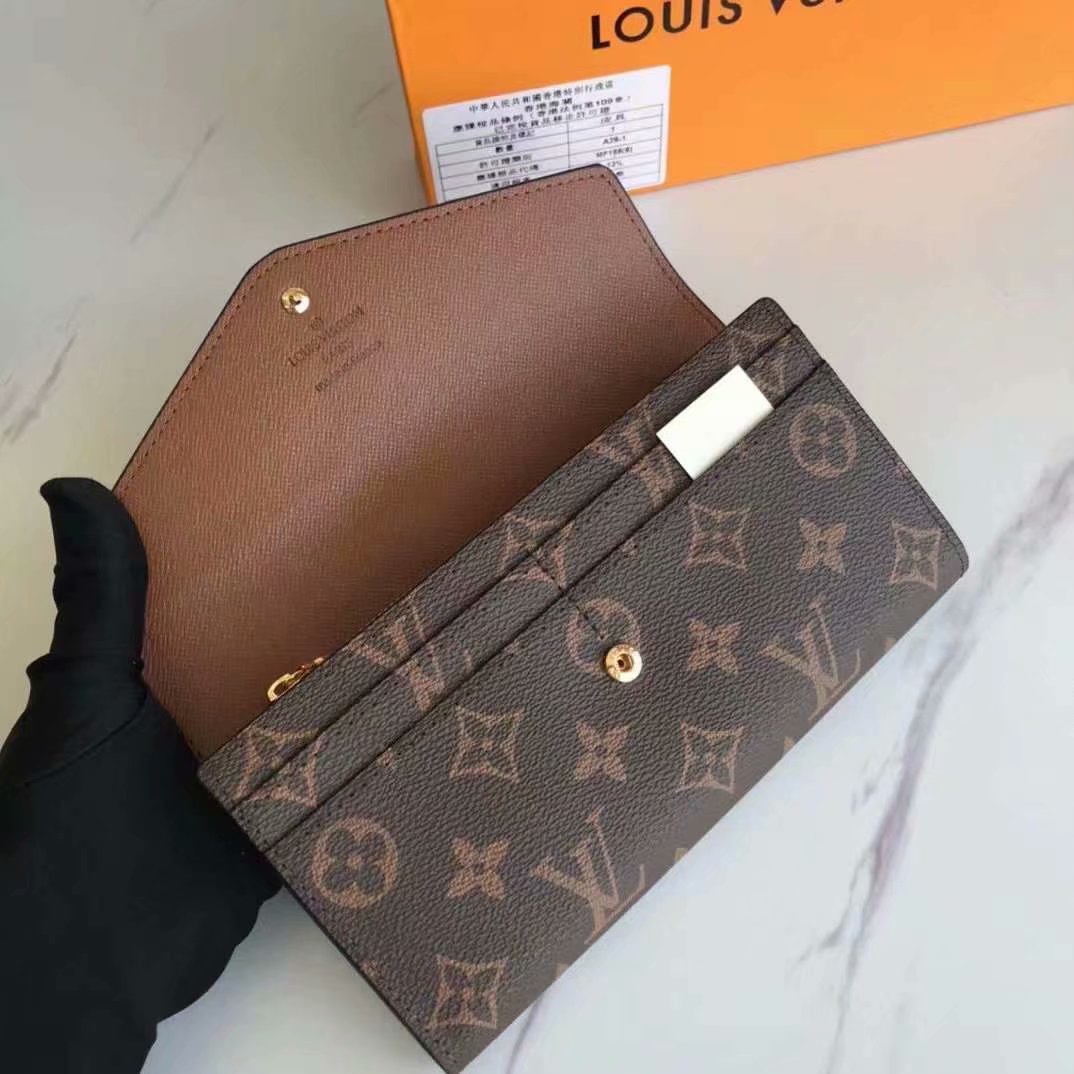 LOUIS VUITTON SARAH WALLET MONOGRAM CANVAS BROWN 19CM M60531 - Image 8