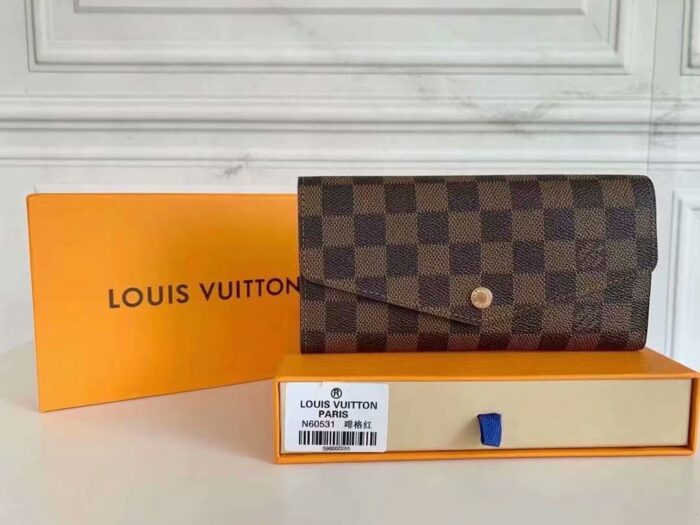 Alternative view of LOUIS VUITTON SARAH WALLET DAMIER EBENE CANVAS RED 19CM