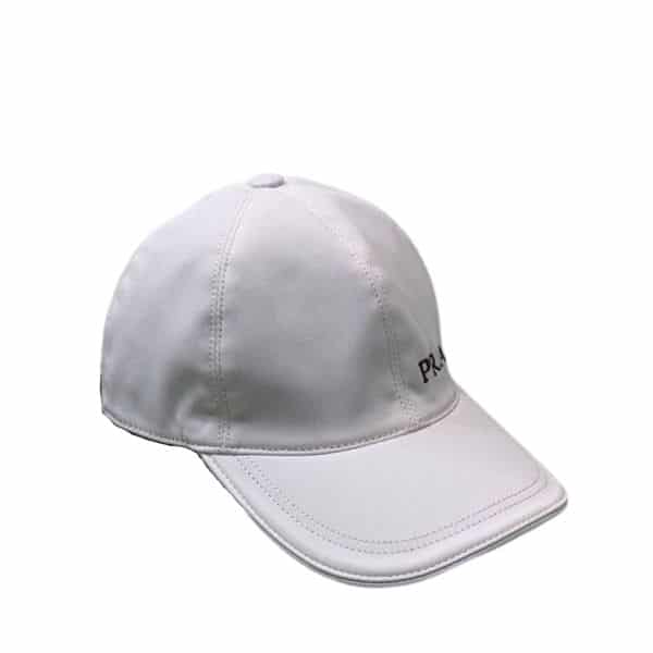 PRADA LOGO LETTER BASEBALL CAP WHITE