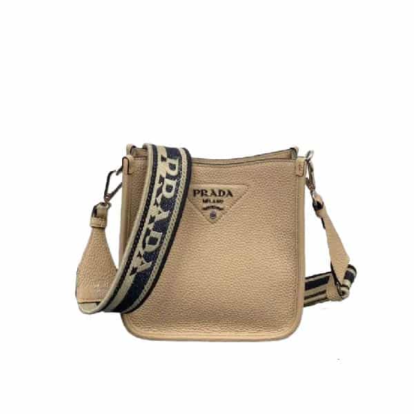 PRADA LEATHER MINI SHOULDER BAG SAND 1BH1912DKVF02YPV3OO