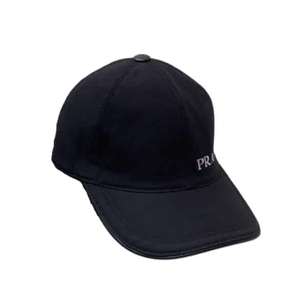 PRADA LOGO LETTER BASEBALL CAP BLACK