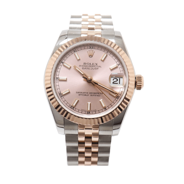 ROLEX OYSTER PERPETUAL DATEJUST PINK DIAL WITH SILVER AND EVEROSE GOLD STRAP 36MM 126231 0017